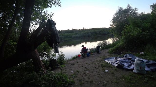 ОКА с ночёвкой, фидер, здоровый ЛЕЩ у соседа по берегу, вода мутная в подъёме ,но рыбка клюёт!!!!! смотреть онлайн
