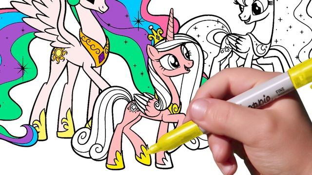 Coloring Pages MY LITTLE PONY | How to draw Princess Celestia, Cadence, Luna | Drawing Tutorial Art смотреть онлайн