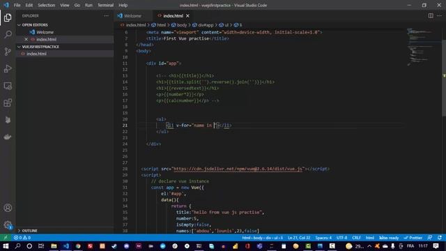 Intro to vue directives (v for) смотреть онлайн