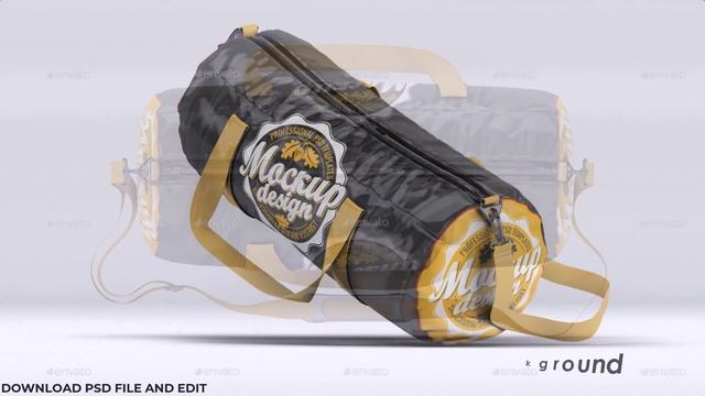 Barrel Sport Duffel Bag Mockup Design Photoshop PSD file Download Template смотреть онлайн