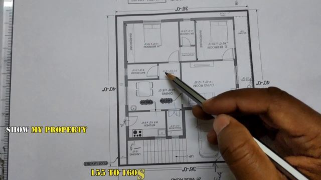 36X40 2BHK East Face House Plan in Telugu || 160 SQYDS House Plan || 1440 Sft || Show My Property смотреть онлайн