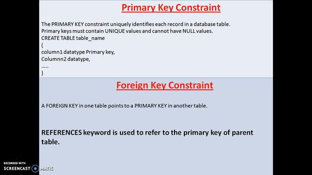 Primary key in SQL , Foreign key in SQL смотреть онлайн