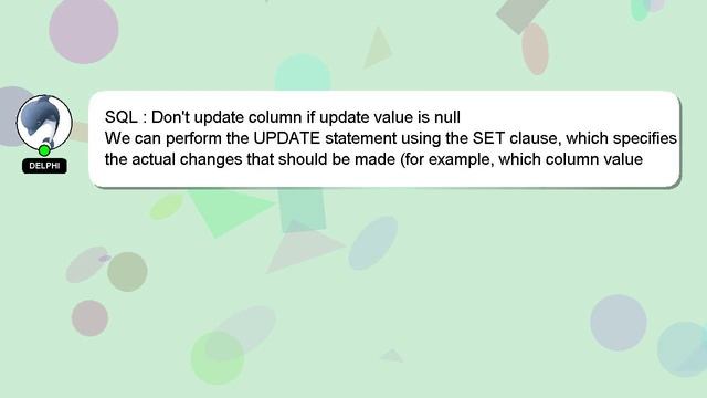 SQL : Don't update column if update value is null смотреть онлайн