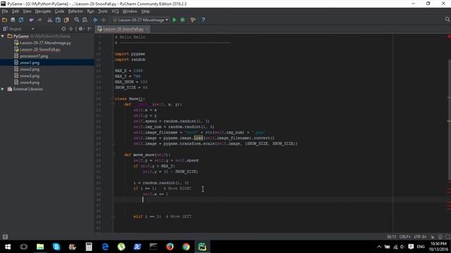 Основы Создания Игр на Питоне - Снегопад Анимация - Pygame