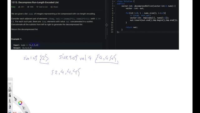 Leetcode 1313. Decompress Run-Length Encoded List смотреть онлайн