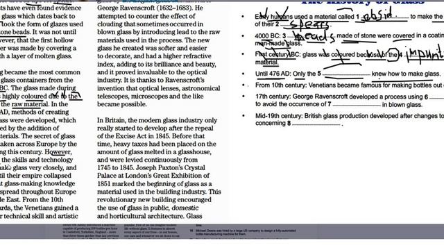 Подробный разбор ответов  (1-8) IELTS Reading - The History Of Glass #ielts