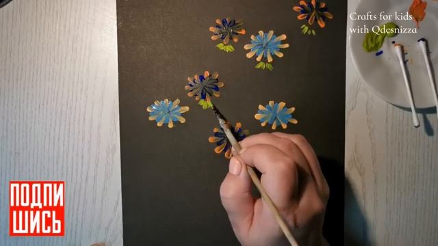 Цветы. Рисование ватными палочками. Риование для детей. смотреть онлайн