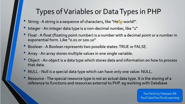 PHP Tutorial - PHP Variables and Data Types - 04 смотреть онлайн