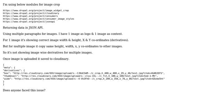 Drupal: Image widget crop not returning multiple derivatives in JSON API смотреть онлайн