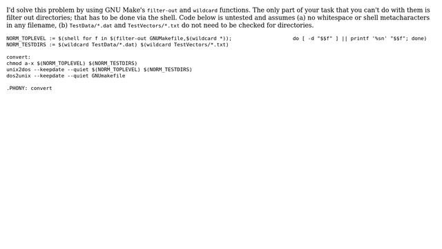 Unix & Linux: Use shell's "\*" glob, but exclude one file and don't match directories? смотреть онлайн