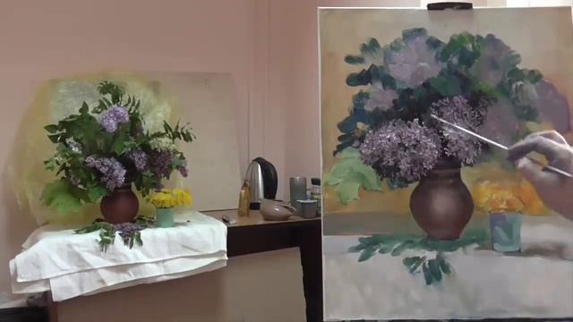 Как нарисовать сирень ►натюрморт с натуры масляными красками смотреть онлайн