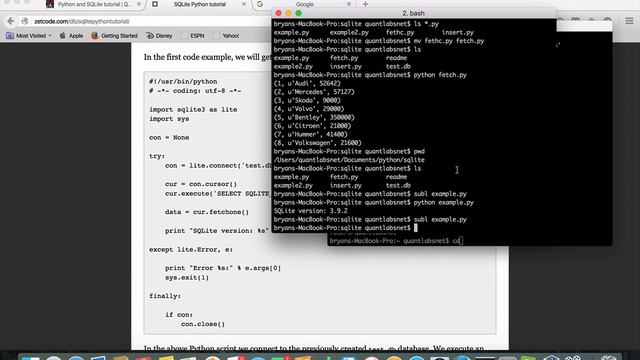 Demo of fetch and insert in Python with SQLite смотреть онлайн