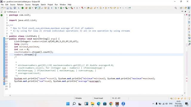 java 8 program to count, sum, min, max, average numbers in telugu | java temple смотреть онлайн