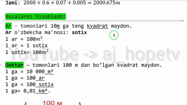 35-Dars. Uzunlik O'lchov Birliklari Va Yuzalarni Hisoblash. | Matematikani 0 Dan O'rganamiz