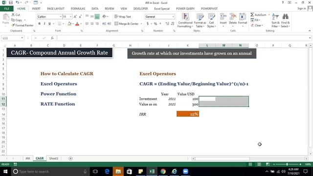 Compound Annual Growth Rate in Excel (AAGR VS CAGR) смотреть онлайн