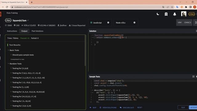 Как решить задачу Square(n) Sum ? / Codewars JavaScript 8kyu смотреть онлайн