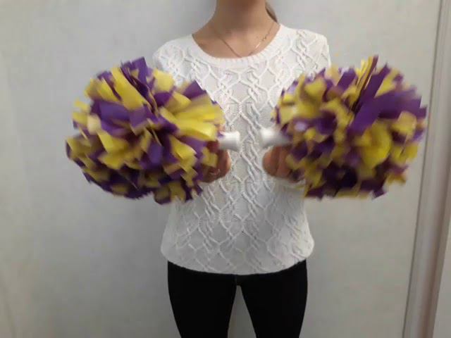 ПРМА34 мини. Помпоны одинарные на ручке для черлидинга (чирлидинга) матовые (винил). ЧЕРРИ-СПОРТ