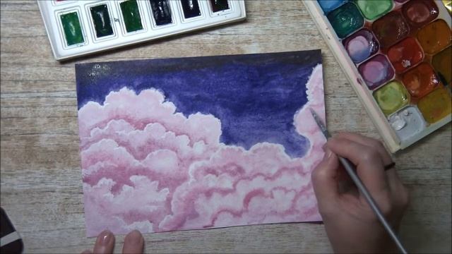 Как нарисовать лёгкий пейзаж (акварель) Облака. Пальмы. Закат. (2019) смотреть онлайн