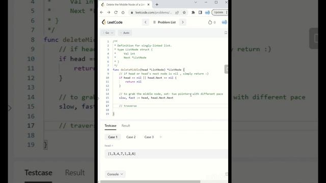 Delete the middle node of the linked list in GO | #leetcode #leetcodesolution | Problem 2095 смотреть онлайн