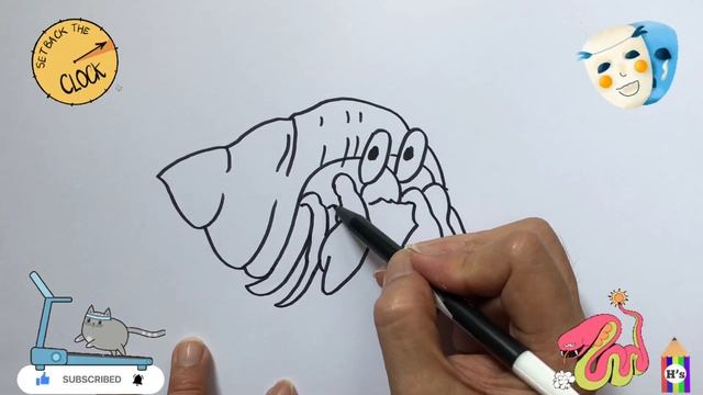 How To Draw a Cute Hermit Crab | Cara Menggambar Kelomang смотреть онлайн