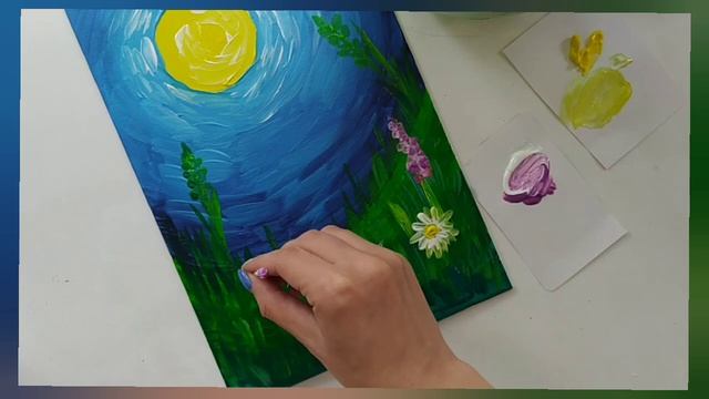 Как нарисовать летнюю полянку с цветами ночью смотреть онлайн