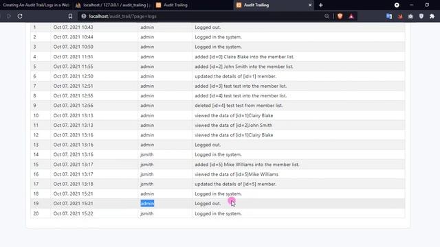 Creating An Audit Trail/Logs in a Web App using PHP/OOP and Ajax DEMO смотреть онлайн