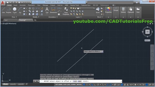 AutoCAD Draw Line Parallel to Another Line смотреть онлайн