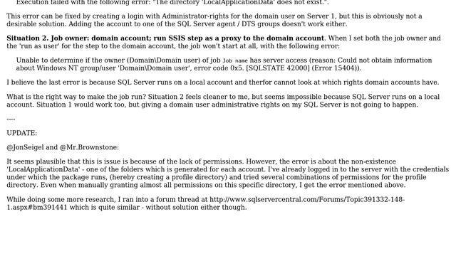 Running an SSIS package owned by a domain user from SQL Server running on a local service account смотреть онлайн