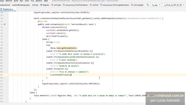 Curso de Android Studio 2021 - COMO TRATAR ERROS NO FIREBASE (O JEITO CERTO) смотреть онлайн