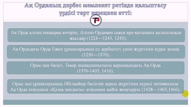 ТЖПТК - Арстанов Т. М. Тақырыбы: Ақ Орда-Қазақ хандығының негізі смотреть онлайн