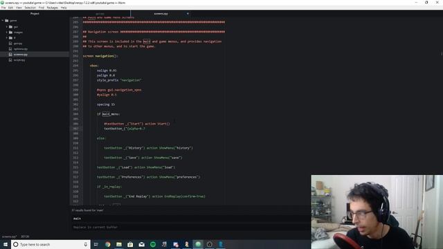 Python Coding in Renpy in Atom Part 3 Main Menu Customization смотреть онлайн
