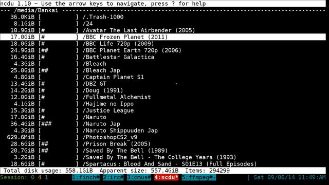 ncdu - NCurses Disk Usage Utility - Linux TUI смотреть онлайн