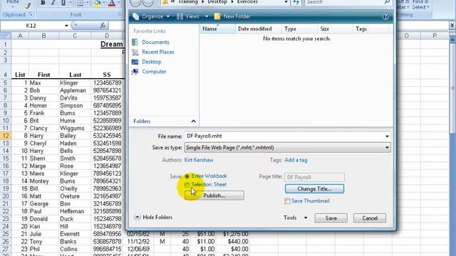 Excel 2007: Publish Spreadsheet As Web Page смотреть онлайн