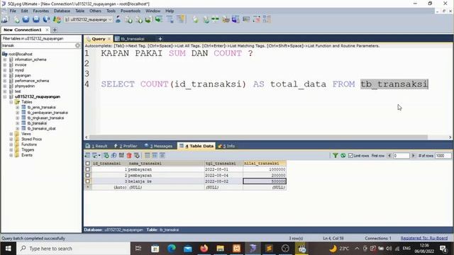 Query SQL "Penjelasan mengenai query SUM dan COUNT" смотреть онлайн