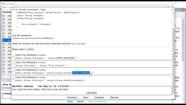 Returning an enum's instance variable via toString(). (enthuware.ocpjp.v11.2.3350) смотреть онлайн