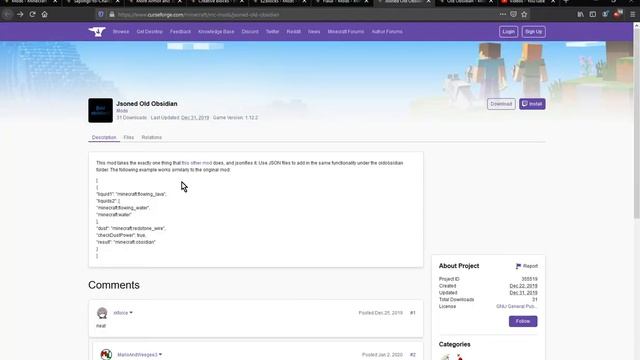 JSONed Old Obsidian 1.12.2 Forge Mod Overview (You could make Obsidian or anything else) смотреть онлайн