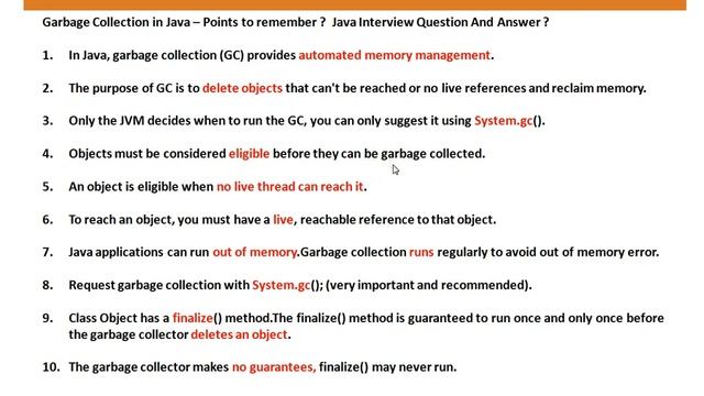 Key Points Garbage Collection In Java смотреть онлайн