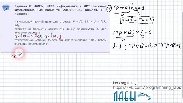 Разбор 15 задания ЕГЭ по информатике 2018(Крылов Типовые экзаменационные варианты,в8)числовая пряма смотреть онлайн