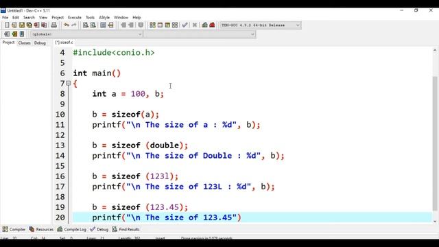 C Program to Find the sizeof int, float, double and char || C Programming 2021 || @codingtutorial смотреть онлайн