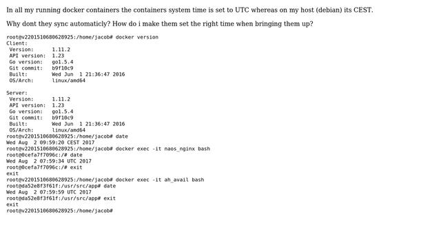 Docker - Timezones in containers not same as on host смотреть онлайн