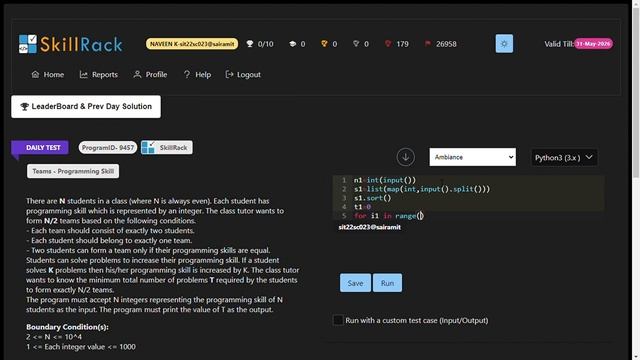 skillrack daily test|skillrack python|5/9/2023|dt|skillrack today solution|codecracker| смотреть онлайн