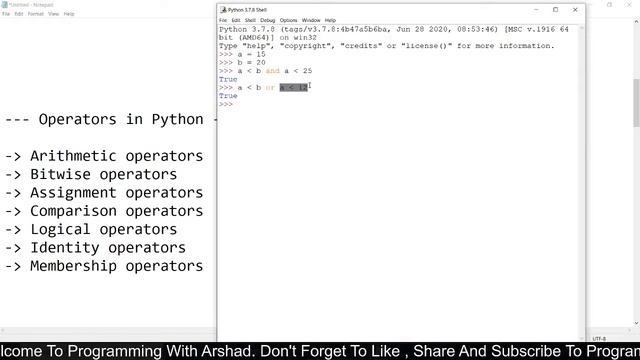 Operators In Python (PART - II) . Python Tutorials With Arshad#3. смотреть онлайн
