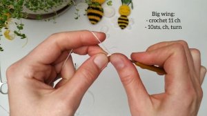 Вязаная крючком брошка пчёлка/crochet brooch bee