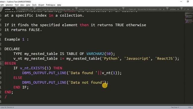 Tutorial 62 : PL SQL Collection Method || EXISTS() смотреть онлайн