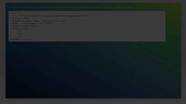 Multiple status_code in Ansible uri module смотреть онлайн