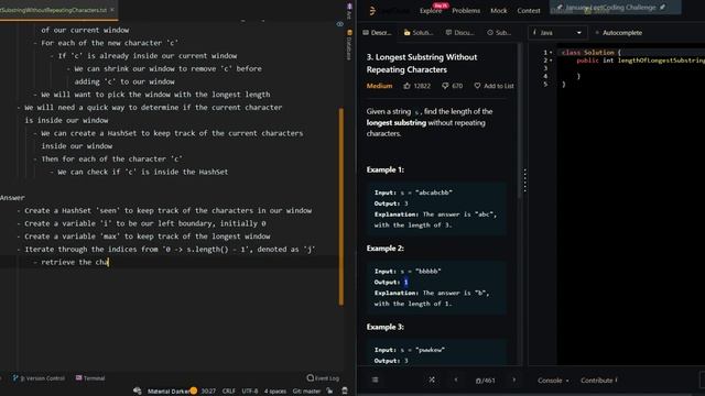 Longest Substring Without Repeating Characters - Leetcode 3 - Java смотреть онлайн
