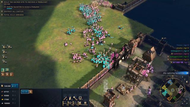 Age Of Empires 4 - 3v3v1 CBA MASSIVE GUNNER SPAM | Multiplayer Gameplay