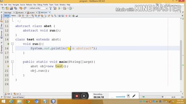 Abstraction in Java।abstract class and abstract method program in java।abstraction keyword in java। смотреть онлайн