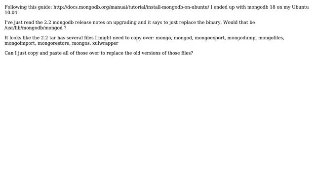 DevOps & SysAdmins: How do I upgrade mongodb 1.8 to 2.2 on ubuntu? смотреть онлайн