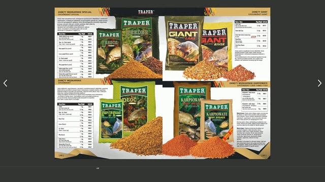 Traper Каталог 2019 Рыболовные прикормки Трапер, Добавки Gold. Ароматика. Карповая программа.